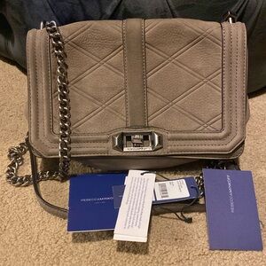 Rebecca minkoff love bag gray suede